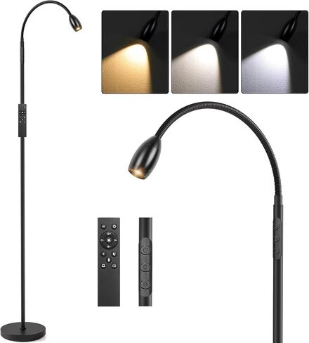 LED TORCHIERE LAMBLE مصباح مع إضاءة القراءة ، 69 "قابلة للقراءة قابلة للقراءة مع شعاع ملون قابل للتعديل ، مصباح دافئ للتحكم عن بُعد ، أضواء قابلة للتكبير لغرفة المعيشة ، غرفة النوم ، المكتب ، الأسود in Kuwait