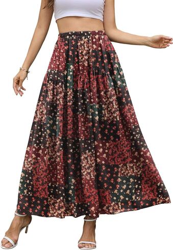 تنورة طويلة من NASHALYLY للنساء على شكل حرف A، تنورة طويلة من الشيفون المرن بخصر عالٍ in Kuwait