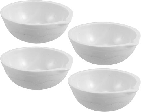 LOGOFUN 4pcs Porcelain Evaporating Dish with Spout for Heating Liquids and Scientific Experiments High-temperature Resistant Round Form 80mm in Saudi Arabia