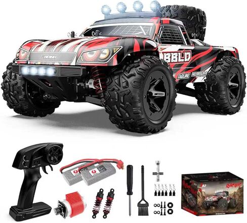 Remote Control Car,1/18 Scale RC Cars for Adults & Kids - IPX4 Waterproof 40KM/H 4X4 Off Road Truck, 2.4GHz Remote Control, 4WD All Terrain Vehicle with 2 Batteries (Black) in Saudi Arabia