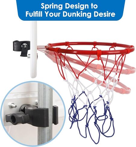 Trampoline Parts Trampoline Basketball Hoop, Teenager Basketball Hoop for Trampoline with Pump and 2 Mini Ball, Fit for Straight Pole (Blue Yellow 17inch) in Saudi Arabia