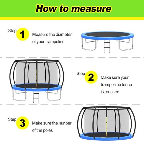 Trampoline Safety Net Replacement, 12FT UV Resistant Trampoline Enclosure Surround Netting with Zippers and Buckles, Fits Most Outdoor Garden Round Frames Trampolines Accessories in Saudi Arabia