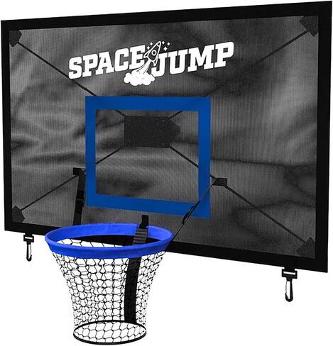 SpaceJump AstroJam Trampoline Basketball Hoop and Net Set Attachment, Outdoor Accessory for Active Backyard Play, Black/Blue in Saudi Arabia
