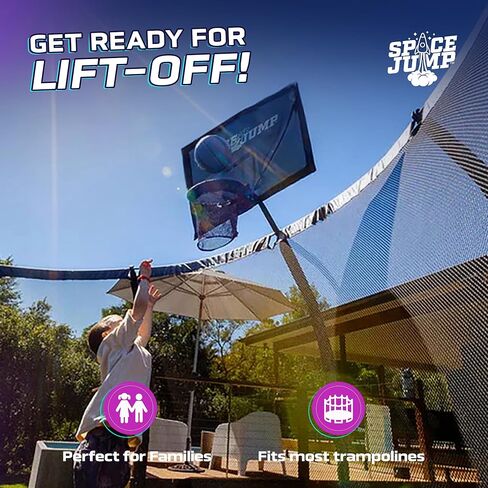 SpaceJump AstroJam Trampoline Basketball Hoop and Net Set Attachment, Outdoor Accessory for Active Backyard Play, Black/Blue in Saudi Arabia