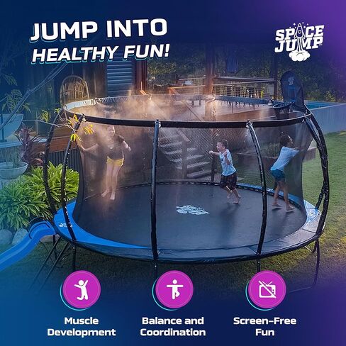 SpaceJump AstroJam Trampoline Basketball Hoop and Net Set Attachment, Outdoor Accessory for Active Backyard Play, Black/Blue in Saudi Arabia