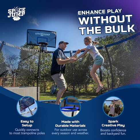 SpaceJump AstroJam Trampoline Basketball Hoop and Net Set Attachment, Outdoor Accessory for Active Backyard Play, Black/Blue in Saudi Arabia