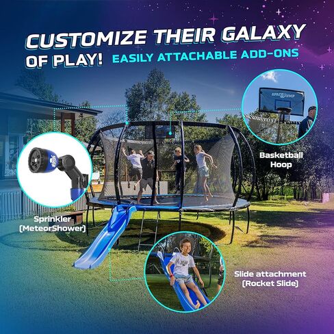 SpaceJump AstroJam Trampoline Basketball Hoop and Net Set Attachment, Outdoor Accessory for Active Backyard Play, Black/Blue in Saudi Arabia