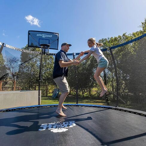 SpaceJump AstroJam Trampoline Basketball Hoop and Net Set Attachment, Outdoor Accessory for Active Backyard Play, Black/Blue in Saudi Arabia
