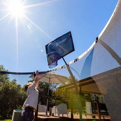 SpaceJump AstroJam Trampoline Basketball Hoop and Net Set Attachment, Outdoor Accessory for Active Backyard Play, Black/Blue in Saudi Arabia