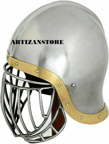 ARTIZANSTORE Medieval Sallet Helmet Armor for SCA Heavy 18 Gauge Steel Crusader Helmet Knight Armor Reenactment Halloween Costume in Saudi Arabia