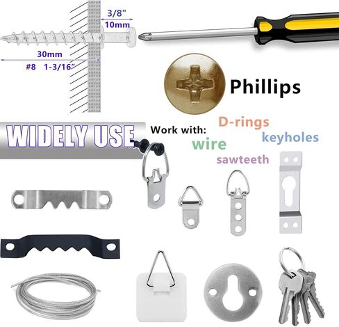 Picture Hanging Screw ,Bear Claw Double-Headed Screw Wall Picture Hangers, 4-in-1 Hanging Hooks for Sawtooth, Wire (20, Black) in Kuwait