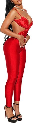 Sexy Jumpsuit for Women Bodycon Cross Halter Rompers Cocktail Party Club Outfits in Kuwait