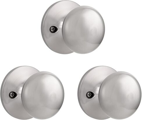Probrico Dummy Door Knobs,Stain Nickel Finish, Single Side Flat Ball Style, Non-Turning Closet French Door Handles, 6 Pack in Kuwait