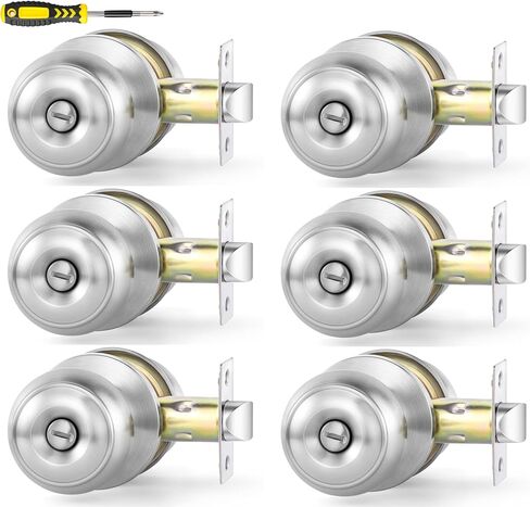 lanwandeng 5 حزمة مقابض الأبواب الداخلية لغرفة النوم أو الحمام بدون مفتاح، مقبض باب الخصوصية النيكل المصقول، حمام الكرة المستديرة / أقفال باب السرير in Kuwait