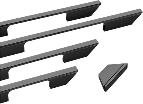 Black Kitchen Handle Aluminium Alloy Door Pulls Wardrobe Cabinet Furniture Hardware 1Pcs(Hole Distance 160mm) in Saudi Arabia