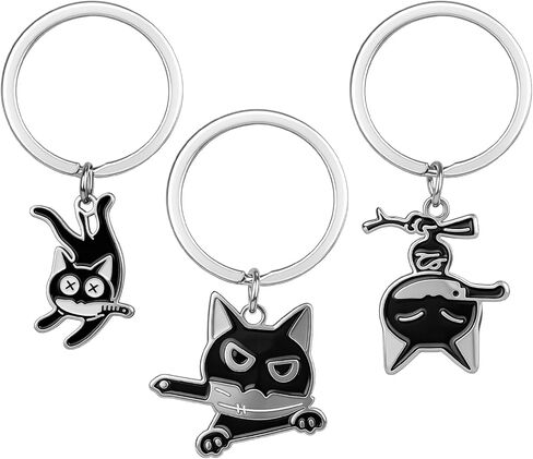 2 Pcs Cats Keychain, Novelty Black Cat Keychain. Perfect Cat Lover Gifts for Women and Men, Funny Halloween Basket Gifts in Kuwait