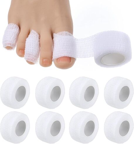 8 Rolls 1 inch Big Toe Protectors Bandage, Self Adhesive Toe Covers Guards for Men, Women, Runners Pain Relief, Thumb, Finger, Wrist, Ankle, Vet Wrap, Broken Little Toenail Tape (Skin Color) in Saudi Arabia