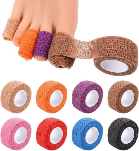 8 Rolls 1 inch Big Toe Protectors Bandage, Self Adhesive Toe Covers Guards for Men, Women, Runners Pain Relief, Thumb, Finger, Wrist, Ankle, Vet Wrap, Broken Little Toenail Tape (Skin Color) in Saudi Arabia