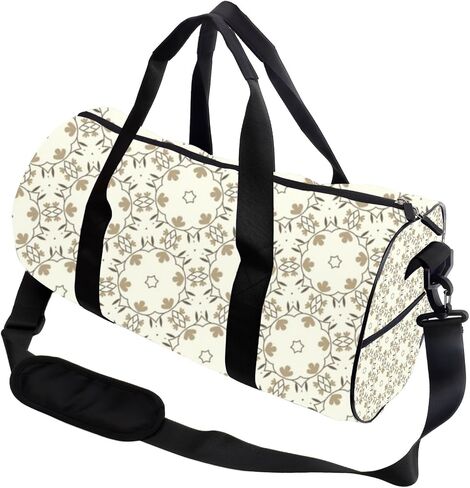 Beige Dainty Floral Foldable Foldable Duffle Bag For Travel Oxford Tote Bags Adjustable Shoulder Strap, Convertible Carry Backpack Goth Gym Bag For Dance School Gym Backpack Men in Kuwait