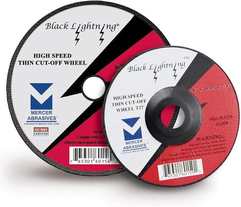 Mercer Abrasives 616060-25 Black Lightning High Speed Thin Wheels Type 1 Cut-Off Wheels 6-Inch by 0.040-Inch by 7/8-Inch, 25-Pack in Kuwait