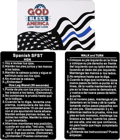 2PCS Thick Metal Spanish SFST/HGN Card - Bend-Resistant Standardized Field Sobriety Test Clues Instruction SFST Card Law Enforcement Police Accessories Gear Duty Gifts in Saudi Arabia