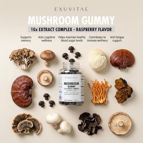 Mushroom Extract Complex Gummy - Supports Immunity & Energy, Memory and Cognition, Vegan - 60 Count, in Saudi Arabia