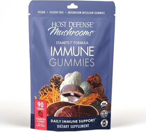 Host Defense Immune Gummies - 7 Species Blend - Mushroom Supplement for Immune Support - Includes Royal Sun Blazei, Cordyceps, Reishi, Maitake, Lion's Mane, Chaga & Mesima - 90 Gummies (30 Servings) in Saudi Arabia