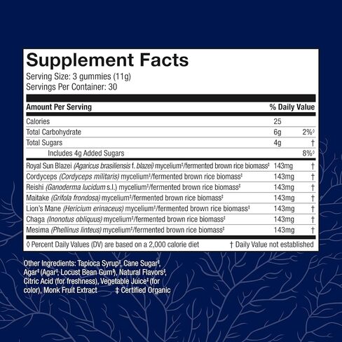 Host Defense Immune Gummies - 7 Species Blend - Mushroom Supplement for Immune Support - Includes Royal Sun Blazei, Cordyceps, Reishi, Maitake, Lion's Mane, Chaga & Mesima - 90 Gummies (30 Servings) in Saudi Arabia
