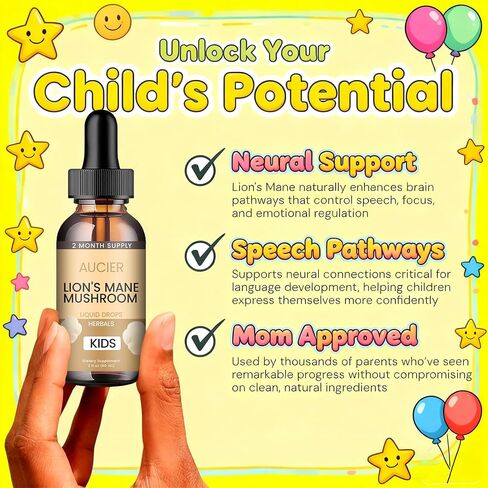 Lions Mane for Kids | Speech Delay Supplement for Kids & Toddlers | Lion’s Mane Mushroom, for Speech Therapy & Cognitive Support – Easy-Take Liquid (1PCS) in Saudi Arabia