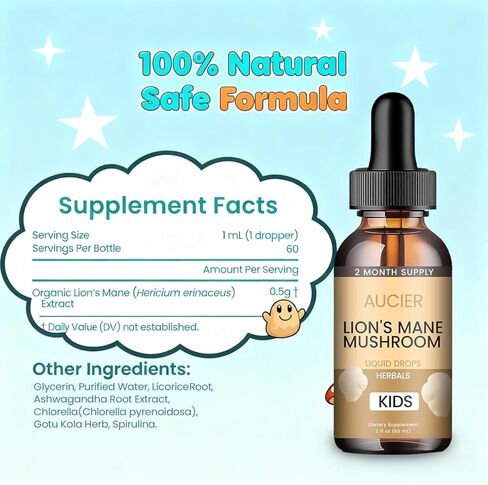 Lions Mane for Kids | Speech Delay Supplement for Kids & Toddlers | Lion’s Mane Mushroom, for Speech Therapy & Cognitive Support – Easy-Take Liquid (1PCS) in Saudi Arabia