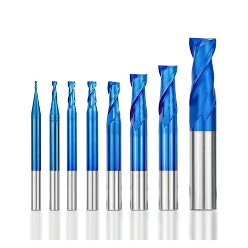 كربيد شقة الأنف نهاية مطحنة القاطع CNC راوتر بت 2 الناي نانو الأزرق المغلفة 1-12 مللي متر طحن بت أداة in Kuwait