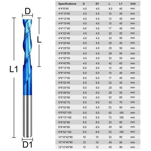 CNC لولبية راوتر بت 3.175/4/6/8/10/12 مللي متر عرقوب 2 الناي بت الصلبة كربيد نهاية مطحنة لنحت قطع الخشب in Kuwait
