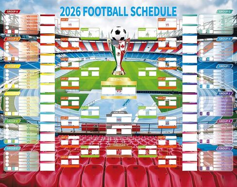 ملصق الرسم البياني الجداري لكأس العالم 2026 من Julyxi - متتبع جدول بطولات الفريق 48، مقاوم للماء 31.5 بوصة × 23.6 بوصة - ديكور جدار كرة القدم وهدية مثالية للمعجبين in Kuwait
