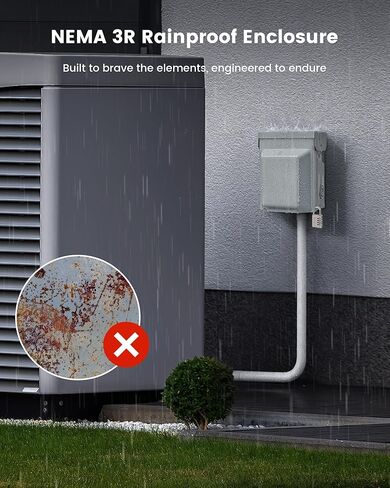 SURAIELEC 60 Amp Non-Fused AC Disconnect Box with Pull-Out Switch and GFCI Receptacle, for Mini Split, Home & Light Commercial HVAC Systems, ETL Listed, No fuses Required in Saudi Arabia