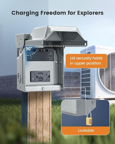 SURAIELEC 60 Amp Non-Fused AC Disconnect Box with Pull-Out Switch and GFCI Receptacle, for Mini Split, Home & Light Commercial HVAC Systems, ETL Listed, No fuses Required in Saudi Arabia