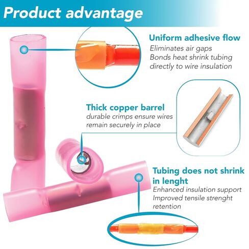 10 Pack 8 AWG Heat Shrink Butt Connectors - Waterproof Electrical Wire Terminals, Marine & Automotive Crimp Connectors, Insulated Splice Kit with Adhesive Lining in Saudi Arabia