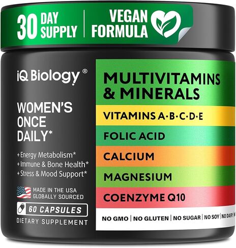 Daily Multivitamin for Energy & Immune Support - Zinc, Vitamins A B6 B12 C D E, Biotin, Lutein, Folate, Folic Acid, Selenium, Copper, Calcium 25mg - Multimineral Supplement for Women Men, 60 Capsules in Kuwait