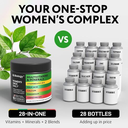 Daily Multivitamin for Energy & Immune Support - Zinc, Vitamins A B6 B12 C D E, Biotin, Lutein, Folate, Folic Acid, Selenium, Copper, Calcium 25mg - Multimineral Supplement for Women Men, 60 Capsules in Kuwait