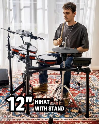 Donner Electric Drum Set, DED-200 Pro Electronic Drum Kit with Standalone Hi-Hat, Dual-Zone 10 Inch Mesh Snare and Independent Kick Drum for Advanced Drummer, 5 Pads 4 Cymbals in Saudi Arabia