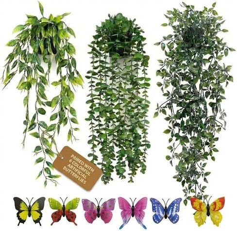 5 Pack Fake Plants for Wall Home Room Office,Artificial Hanging Plants,Small Potted Plants Decor, Artificial Plants Indoor Outdoor for Shelf Wall Decor in Saudi Arabia
