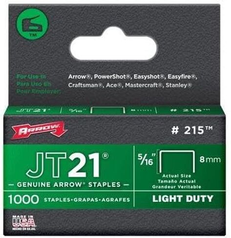 5 Pack Arrow Fastener 215 JT21 5/16" Flat Crown Light Duty Staples 1000 per Package in Saudi Arabia
