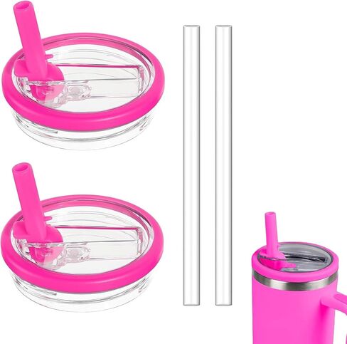 2 Pack 40oz Detachable Flip Straw Lid Replacement for Stanley Quencher H2.0 and ProTour,Leak Proof and Dust-Proof Lid,Reusable Tumbler Cover for Stanley Cup (White, 40oz) in Saudi Arabia