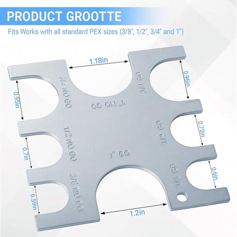 23080 PEX Crimp Tool Go/No-Go Gauge,PEX Crimp Ring Gauge for 3/8", 1/2", 3/4" &1"Crimp Rings,3/8 Inch Plumbing Fittings in Kuwait