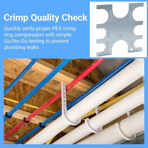 23080 PEX Crimp Tool Go/No-Go Gauge,PEX Crimp Ring Gauge for 3/8", 1/2", 3/4" &1"Crimp Rings,3/8 Inch Plumbing Fittings in Kuwait