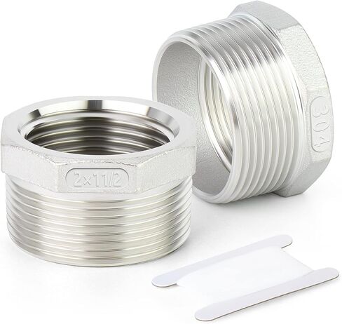 TAISHER 2PCS 304 Stainless Steel Reducer Hex Bushing, 1-1/2" NPT Male x 1" NPT Female, Reducing Pipe Adapter Fitting in Saudi Arabia