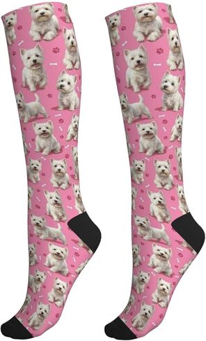Cute Dog Compression Socks Women Men, Knee High Stockings For Nurse Running Travel Athletic, Dog Lover Gift in Saudi Arabia