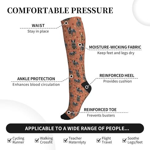 Cute Dog Compression Socks Women Men, Knee High Stockings For Nurse Running Travel Athletic, Dog Lover Gift in Saudi Arabia