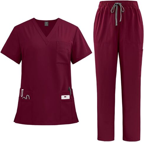 Scrubs for Women and Men Unisex set Classic fit Top & Slim Jogging Pants Soft Fabric Nursing Homes(Top+Jogger Pants) in Saudi Arabia
