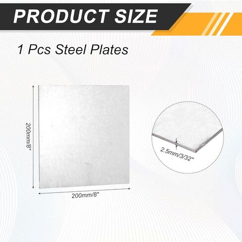 MECCANIXITY 4 Pcs 5/64" Hot Rolled Steel Sheets, 2" x 2" Steel Plate Base Metal Sheet (50x50x2mm) for Structural Support Construction Boards Industrial Use Machinery Manufacturing, Silver in Saudi Arabia