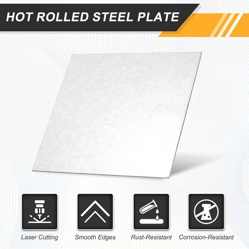 MECCANIXITY 4 Pcs 5/64" Hot Rolled Steel Sheets, 2" x 2" Steel Plate Base Metal Sheet (50x50x2mm) for Structural Support Construction Boards Industrial Use Machinery Manufacturing, Silver in Saudi Arabia